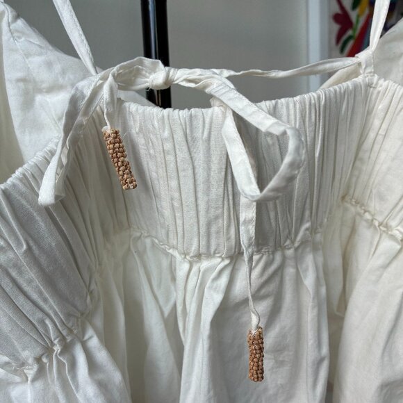 Free People Ivory Pleated Crop Top with Straps - Picture 3 of 6